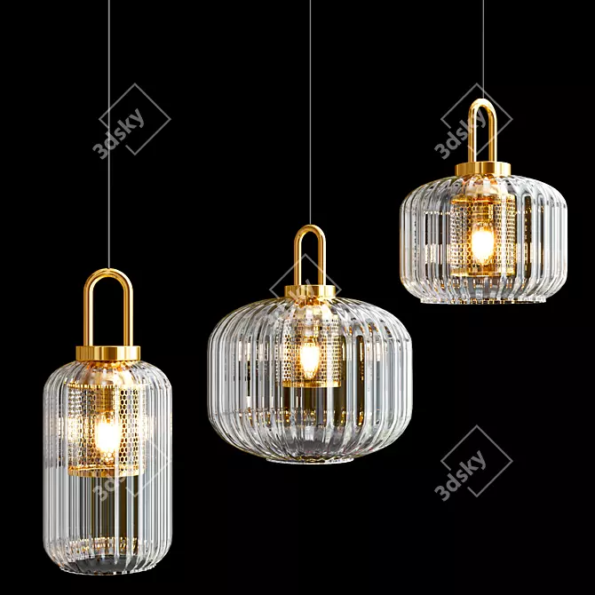 Elegant Metal and Glass Luminaires 3D model image 2