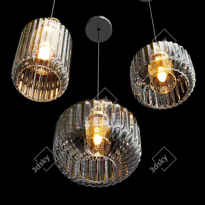 Elegant Metal and Glass Luminaires 3D model image 3