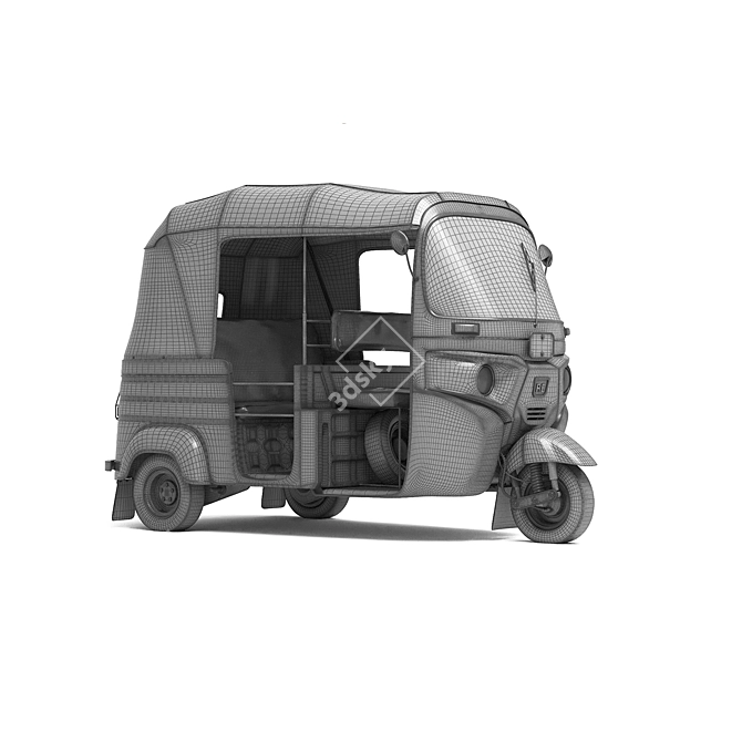 Mini Rickshaw Taxi: Detailed High-Quality Model 3D model image 2