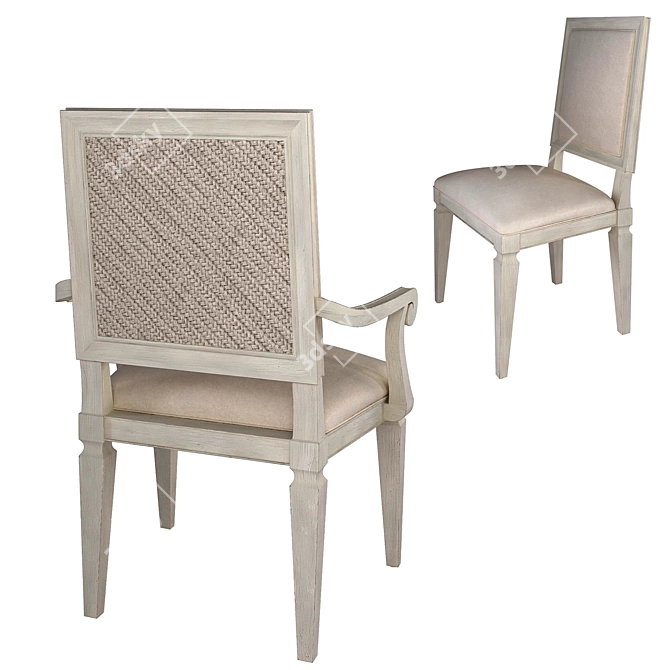 Elegant French Dining Chair 3D model image 2