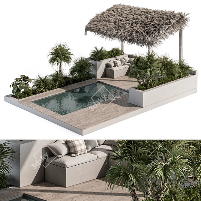 Outdoor Oasis: Backyard Furniture & Pool 3D model image 1