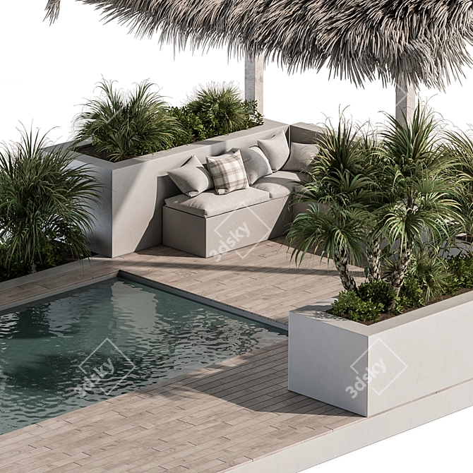 Outdoor Oasis: Backyard Furniture & Pool 3D model image 3