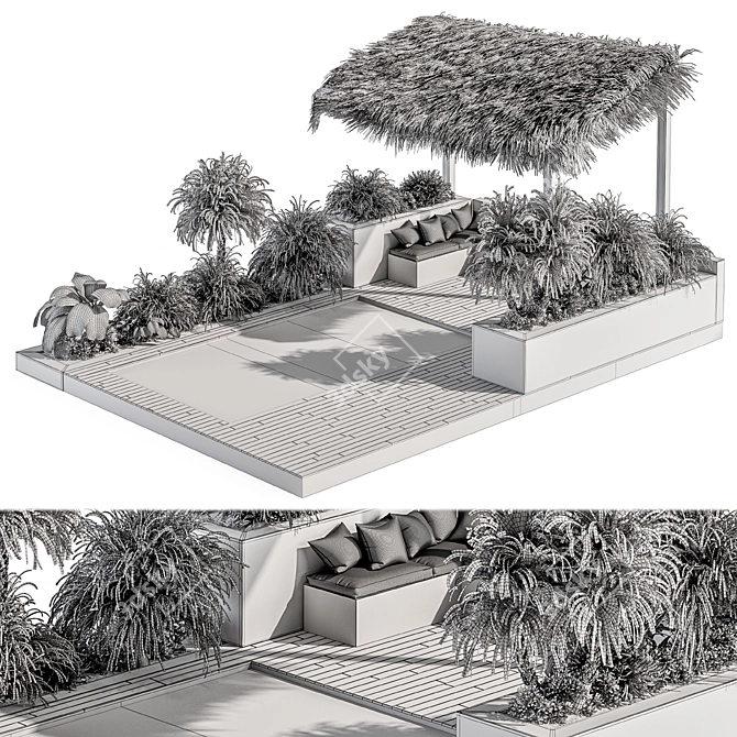 Outdoor Oasis: Backyard Furniture & Pool 3D model image 5