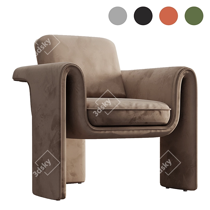 Velvet Henna Armchair 3D model image 11