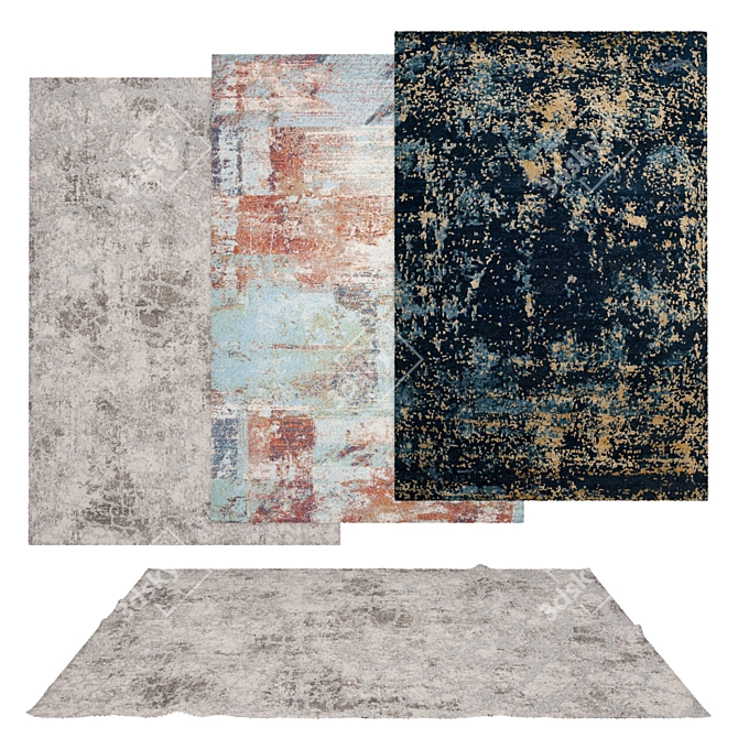 Versatile Rug Set with 6 Variations 3D model image 1