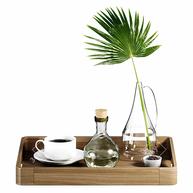 Tropical Bliss: Palm Leaf Decor Set 3D model image 1