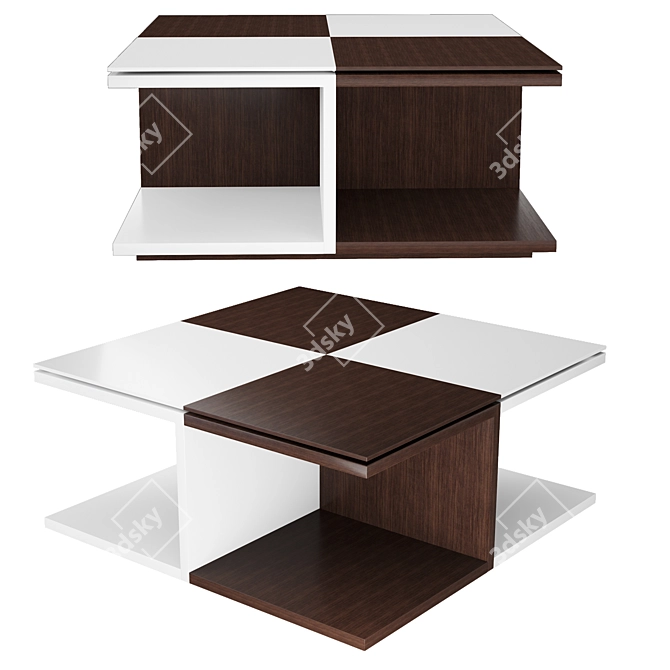 Modern White Brown Coffee Table 3D model image 1