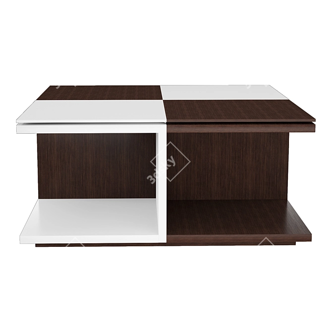 Modern White Brown Coffee Table 3D model image 3