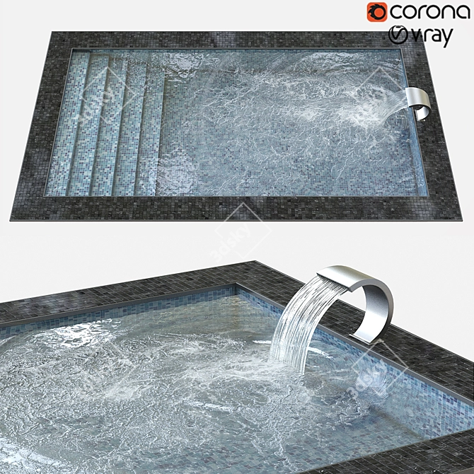 Luxury Oasis: Refreshing Swimming Pool 3D model image 1