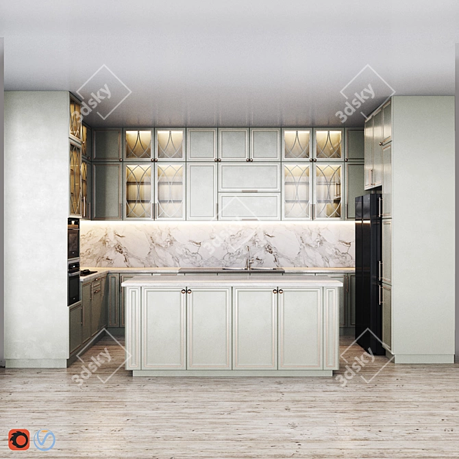 Kitchen03 Classic Modern Kitchen Design 3D model image 7