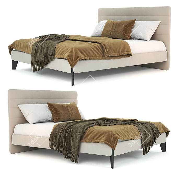 Luxurious Domkapa Yumi Bed - Exquisite Comfort for Your Sleep 3D model image 1