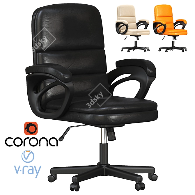 Elegant Leather Manager's Chair 3D model image 1