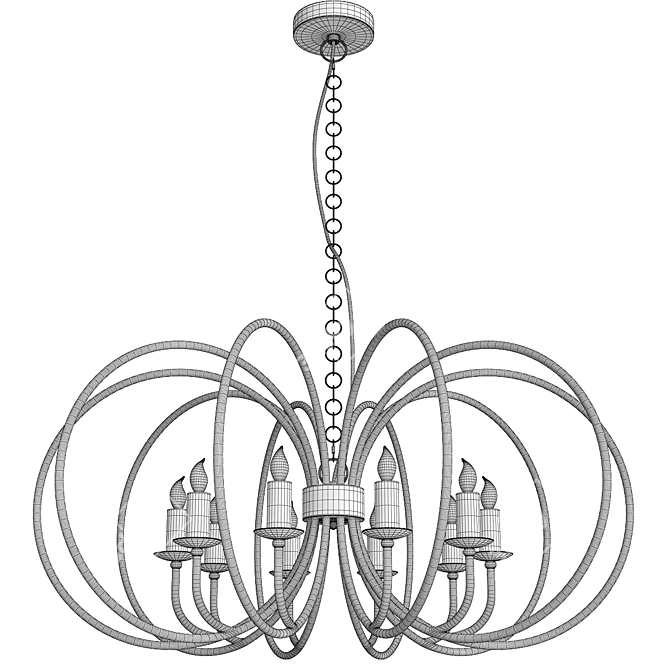 Golden Gleam Chandelier 3D model image 2