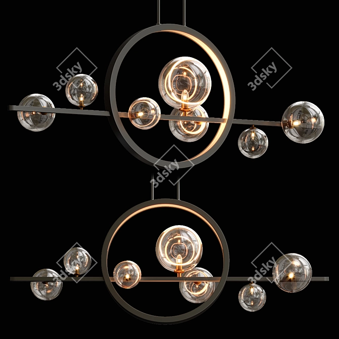 Elegant Iona Chandelier with Halos 3D model image 2