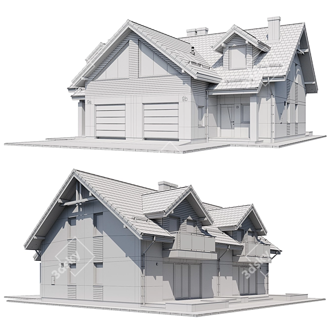 Twin Cottage V9: Modern & Spacious 3D model image 2