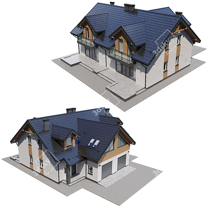 Twin Cottage V9: Modern & Spacious 3D model image 4