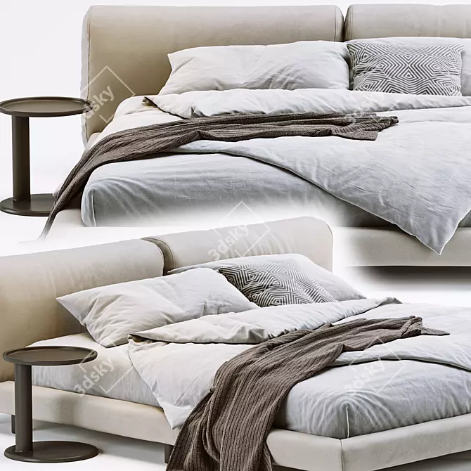 Luxurious Living Divani Bed: Softwall Comfort 3D model image 2