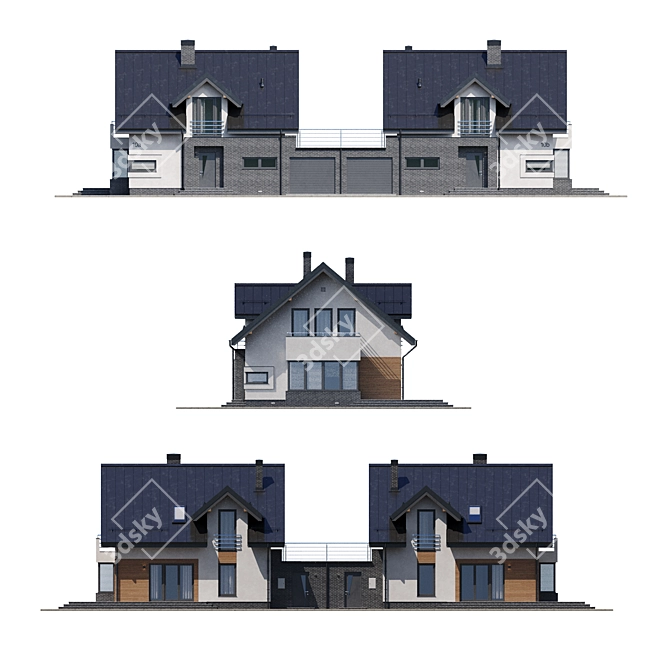 Twin Home Model - Cottage V10 3D model image 3