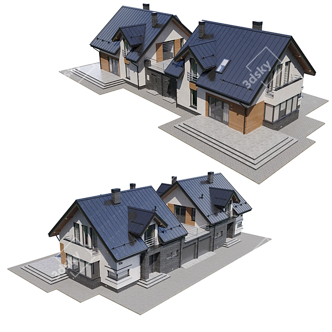 Twin Home Model - Cottage V10 3D model image 4