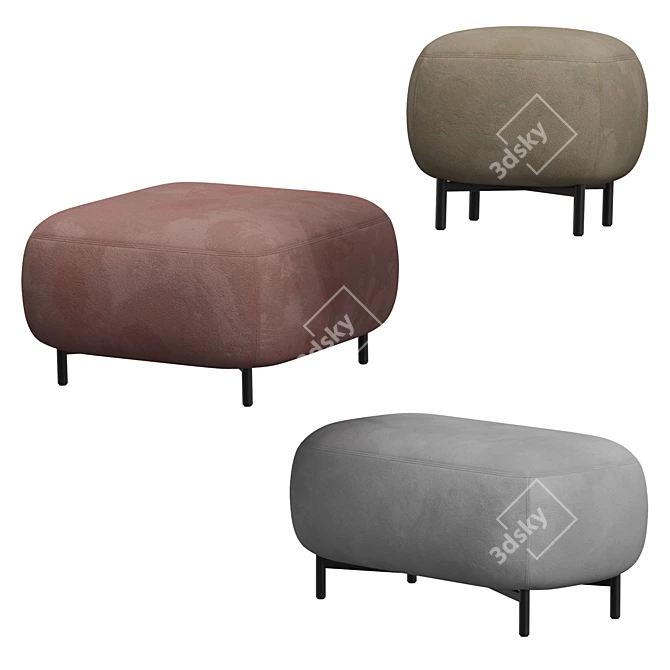  Stylish Upholstered Square Pouf 3D model image 3
