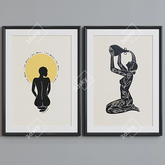 Modern Silhouette Picture Frame Set 3D model image 3