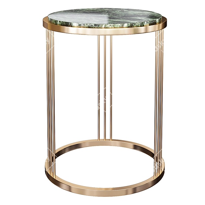 Elegant Rose Quartz Brass Side Table 3D model image 1