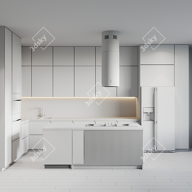 Modern Kitchen Set with Full Range of Appliances 3D model image 3