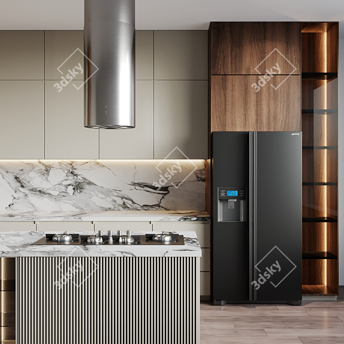 Modern Kitchen Set with Full Range of Appliances 3D model image 4