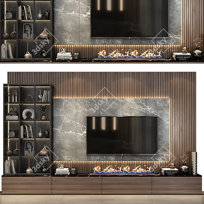 Modern TV Wall Decor - TV Shelf 0518 3D model image 1