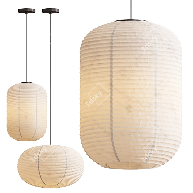 Elegant Paper Shade Pendants 3D model image 1