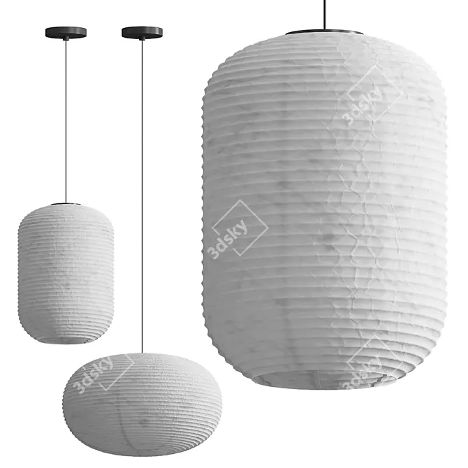 Elegant Paper Shade Pendants 3D model image 2