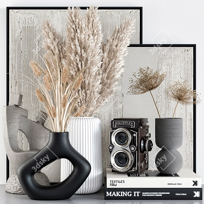 Elegant Decor Set: Plants, Vases, Books & More 3D model image 1