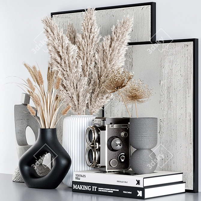 Elegant Decor Set: Plants, Vases, Books & More 3D model image 4