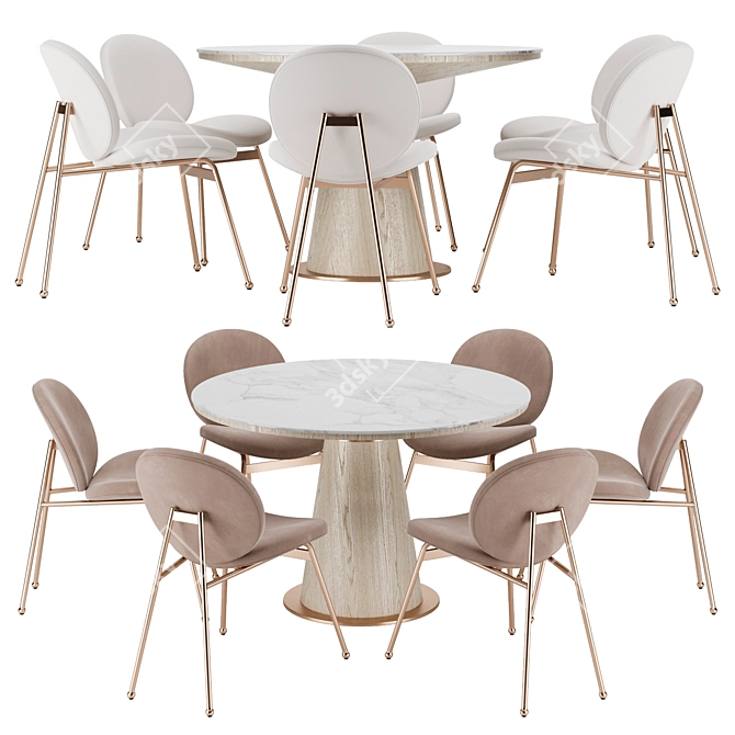 Elegant Jane Dining Chair Set 3D model image 1