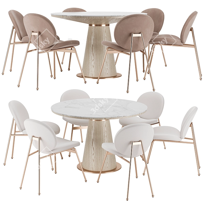 Elegant Jane Dining Chair Set 3D model image 2