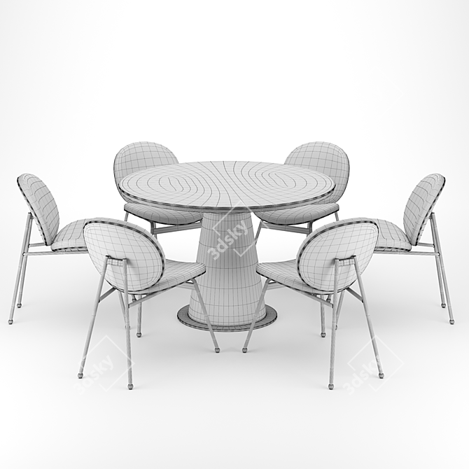 Elegant Jane Dining Chair Set 3D model image 5