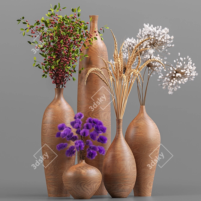 Elegant Dry Flower Set 3D model image 1