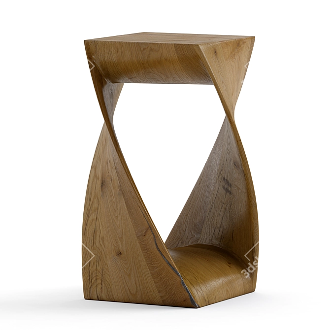  Rustic Industrial Twisted Wood Side Table 3D model image 1