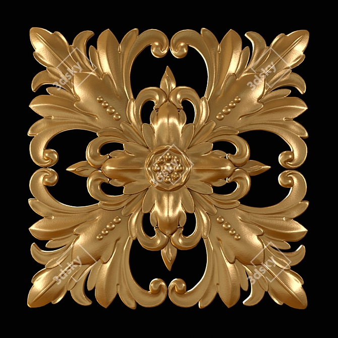 Gilded Gypsum Wall Ornament 3D model image 1