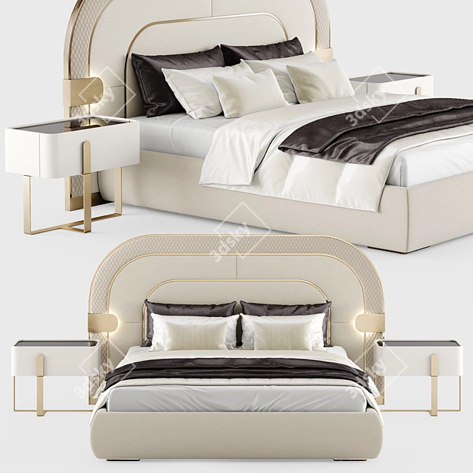 Elegant Eden Double Bed 3D model image 1