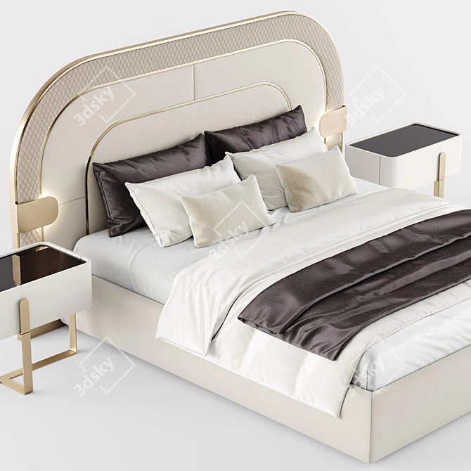 Elegant Eden Double Bed 3D model image 2