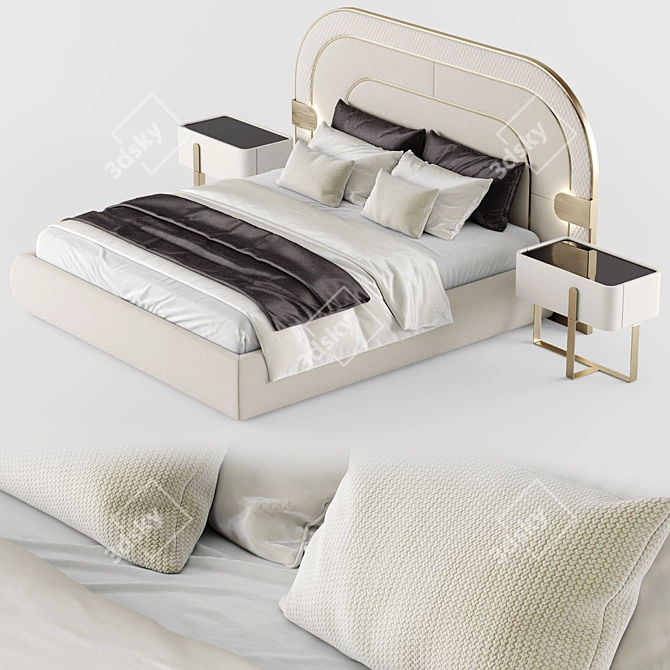 Elegant Eden Double Bed 3D model image 5