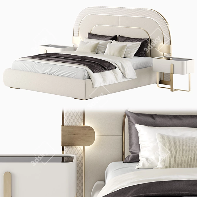 Elegant Eden Double Bed 3D model image 8