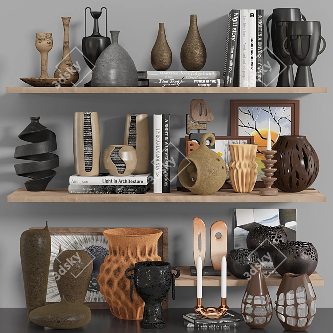 Elegant Decorative Vase Set 3D model image 1