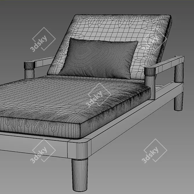 Restoration Hardware Miramar Teak Chaise 3D model image 5