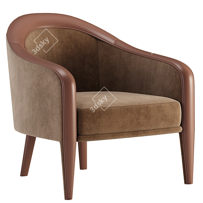 Luxury Tanned Leather Armchair 3D model image 2