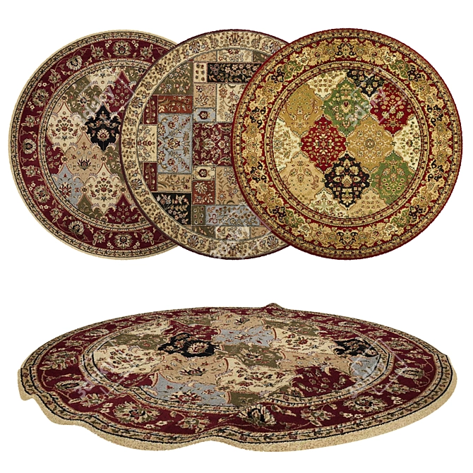 Versatile Round Rugs Set 3D model image 1