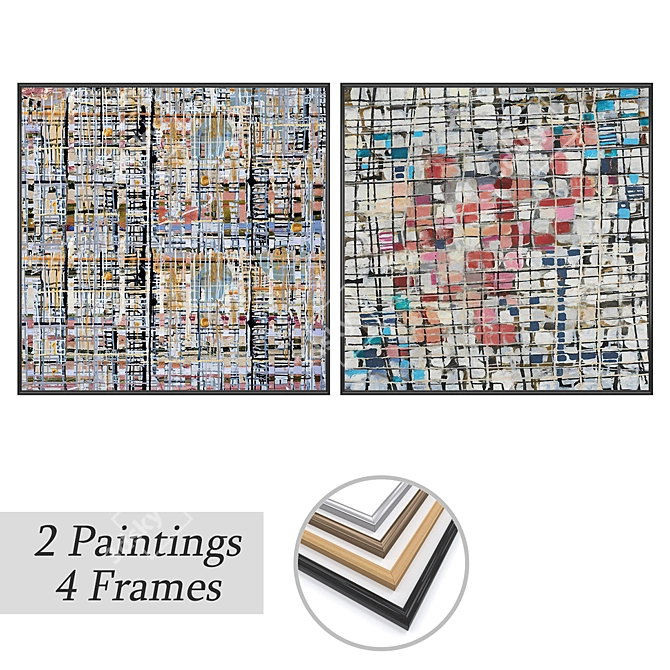 Elegant Set of 2 Paintings 3D model image 1