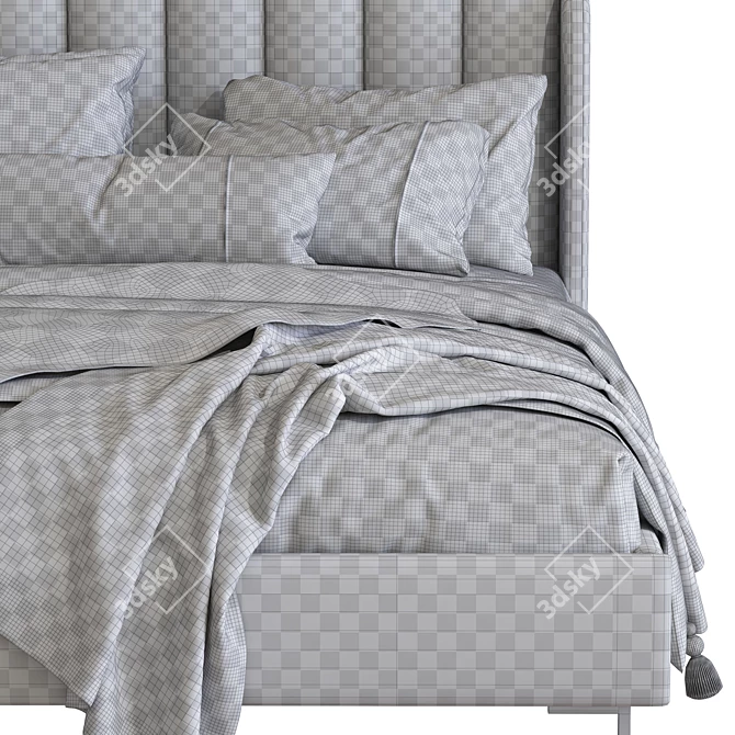 Cream Lizbeth Fabric Bed 231: Stylish and Comfortable 3D model image 5