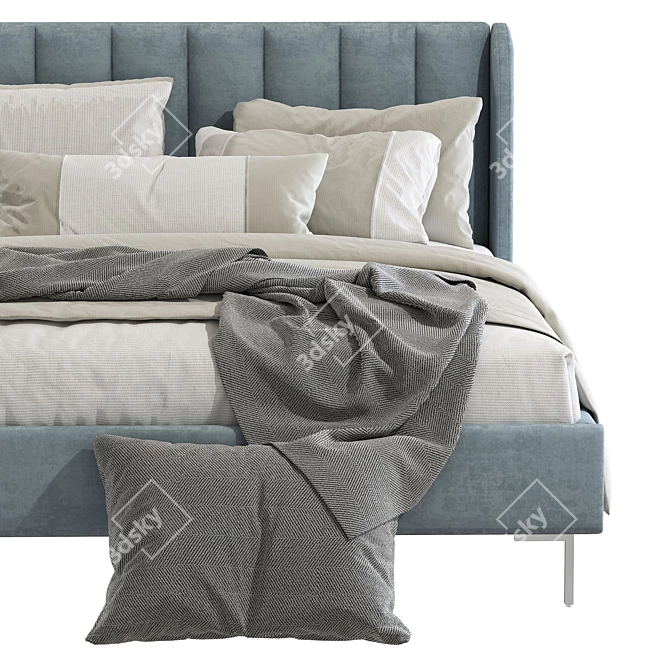 Cream Lizbeth Fabric Bed 231: Stylish and Comfortable 3D model image 6